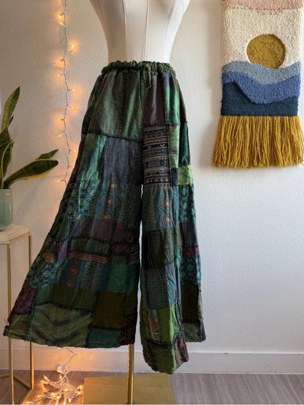 Kathmandu Imports Patchwork Pants Colorful Wide Leg Boho Hippie Festival Sz M L
